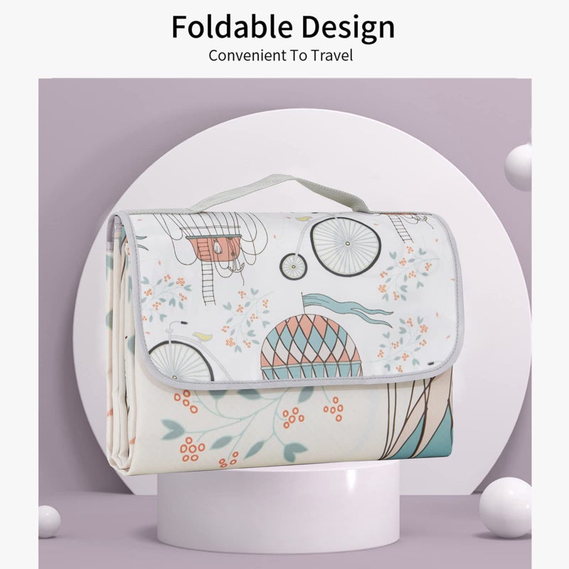 Insular Baby Splat Mat for Under High Chair/Arts/Crafts, Anti Slip and Waterproof Splash Mat for Floor, Portable Picnic Mat, 51x51 Inch, Hot Air Balloon - Image 3