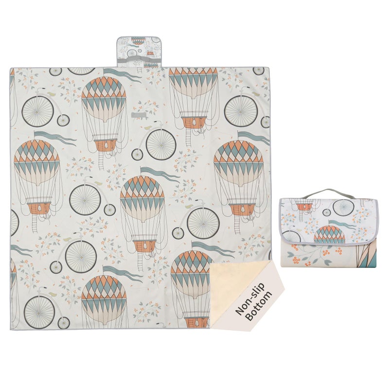 Insular Baby Splat Mat for Under High Chair/Arts/Crafts, Anti Slip and Waterproof Splash Mat for Floor, Portable Picnic Mat, 51x51 Inch, Hot Air Balloon - Image 1