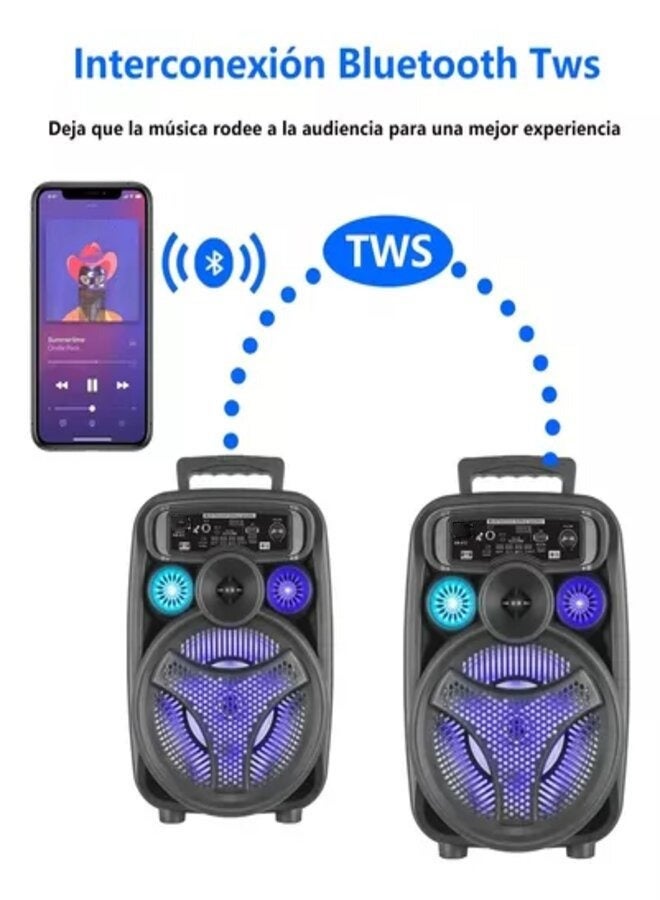 ال سي سماعة محمولة بلوتوث 10 واط مع ميكروفون وإضاءة LED - Image 2