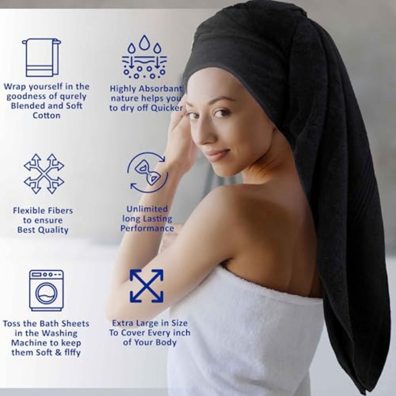 مجموعة من 4 قطع، 70 × 140 سم - 600 جرام لكل متر مربع 100% قطن ممشط سريع الجفاف، مناشف حمام سميكة عالية الامتصاص - جودة فندقية ناعمة للحمام والمنتجعات الصحية (، 4 عبوات - Image 4