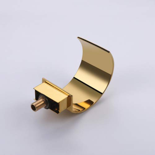 Sprinkle Elegant Waterfall Double Handle Bathroom Sink Faucet Arc Waterfall Spout Bathtub Filler Widespread Bathroom Faucet Gold - Image 5