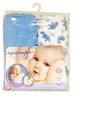 BABIES BLOOM Blue Newborn Baby Muslin Swaddle(Set of 2) (0-1 Year Old Baby)|Swaddle wrap for Newborn|Baby Swaddle Wraps| Newborn Baby Muslin Swaddle - Image 1