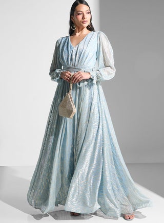 V-Neck Puff Sleeve Dress