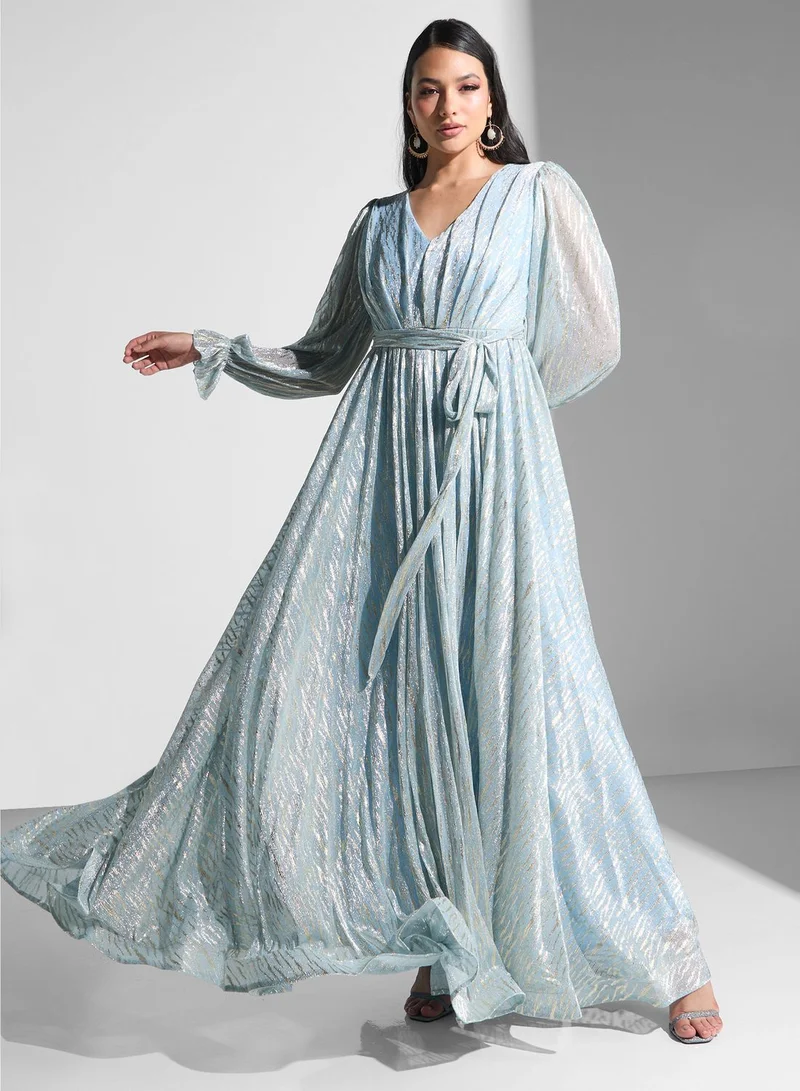 Golden Apple V-Neck Puff Sleeve Dress