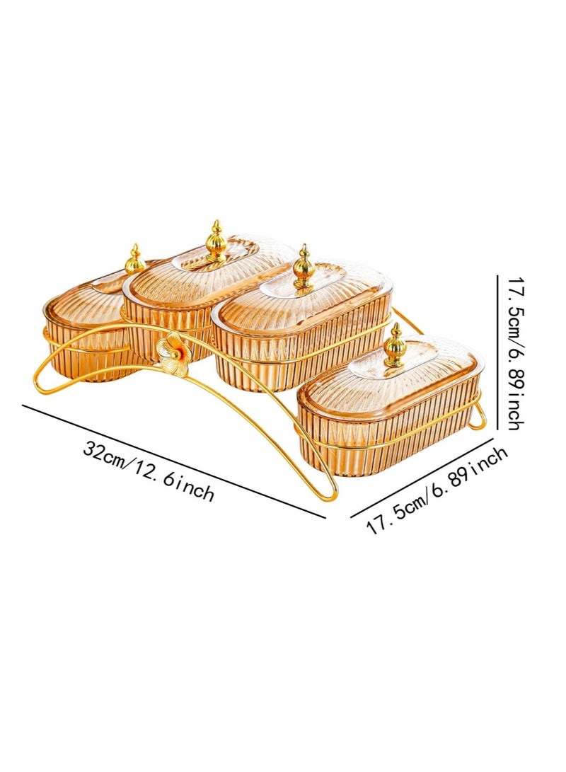 OASIS-TH Nut And Candy Serving Tray, With Lid And Gold Plated Shelf, Snack Platter For Home Party, Light Luxury Style Acrylic Serving Tray for Home Decoration  - Image 2