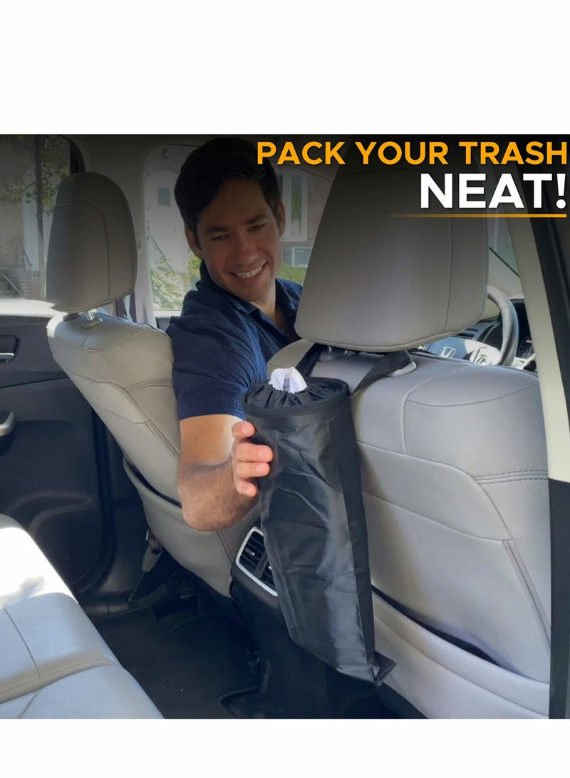 Excefore 4PCS Car Trash Bag with Top Elastic Vent & Velcro Bottom Opening | Mountable Car Trash Bin | Adjustable Car Trash Bag with Waterproof Material | Car Garbage Bag for Consoles & Headrest - Image 3