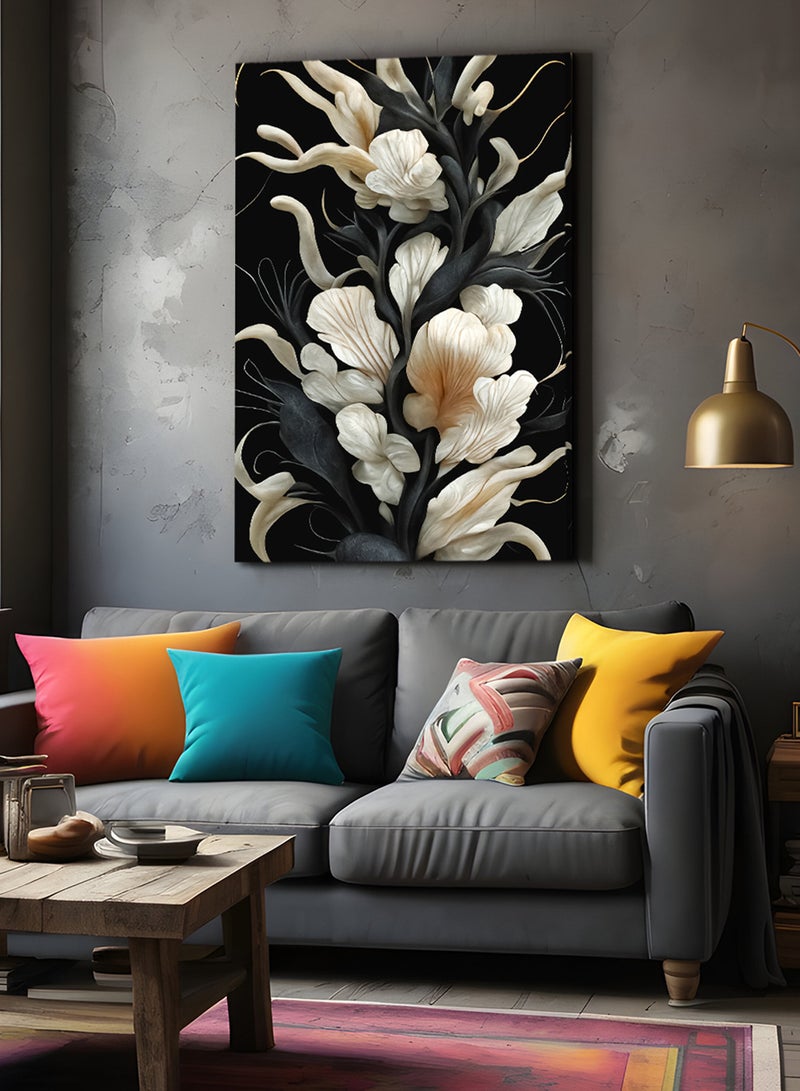 لوحة كانفاس على إطار خشبي بتصميم فن تجريدي زهور انيقة - Image 2
