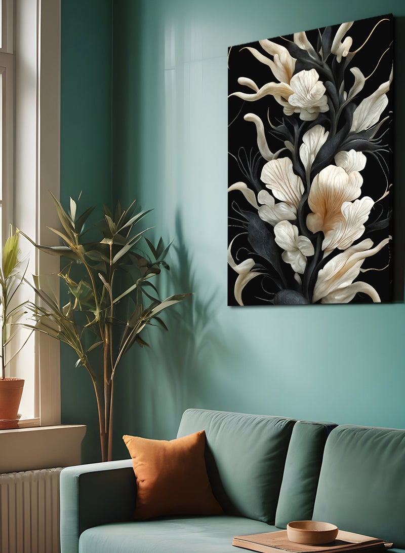 لوحة كانفاس على إطار خشبي بتصميم فن تجريدي زهور انيقة - Image 3