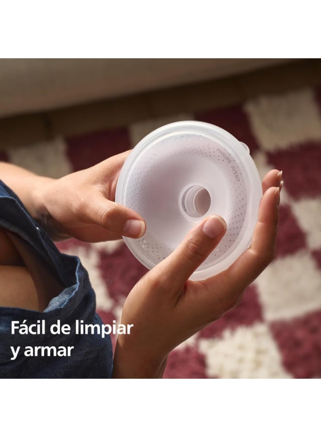 Avent Philips Avent Hands-Free Double Collect Cups, Ultra Light and Transparent Electric Breast Pump Collection Cups, 4 Breast Funnels (2x 21mm, 2x 24mm), 2x 19mm Funnel Inserts, SCF439/01 - Image 2