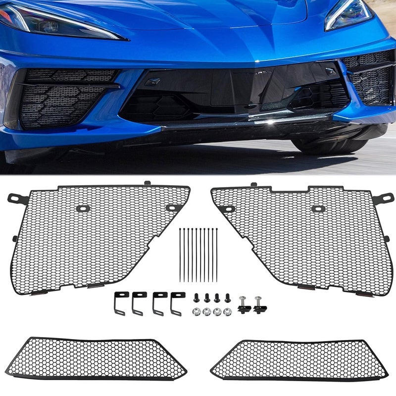 BILLFARO 4Pcs Black Upgraded Front Outer Inner Radiator GuardBody Bumper OEM Style Front Outer Grill Guard Car Grille Vents Insert Mesh Set for Corvette C8 Stingray Z51 ConvertibleHTC 20202025