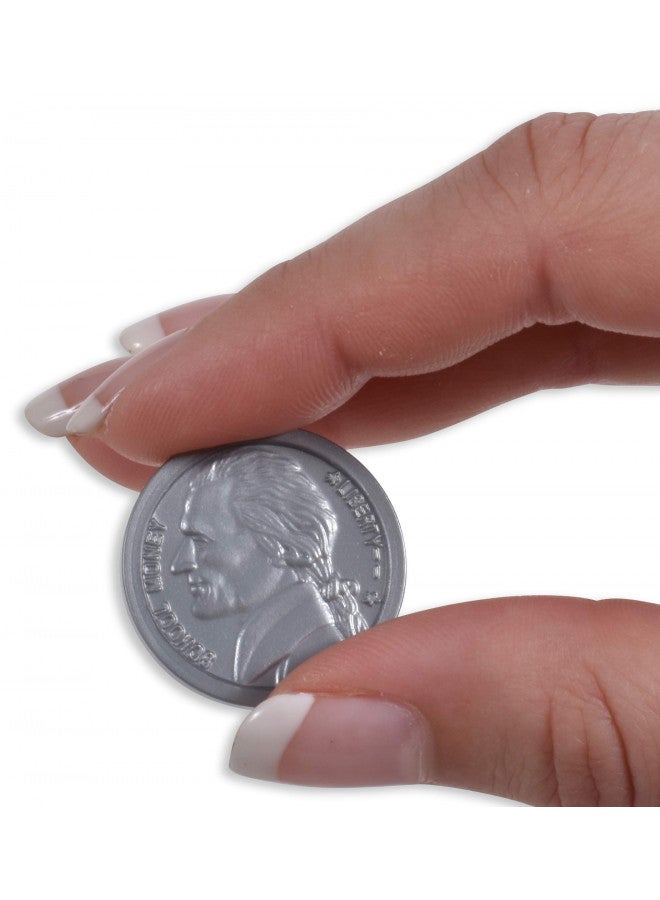 LEARNING ADVANTAGE-7522 Play Nickels - Set of 100 Plastic Coins - Designed and Sized Like Real US Currency - Teach Money Math With This Pretend Play Resource - Image 3