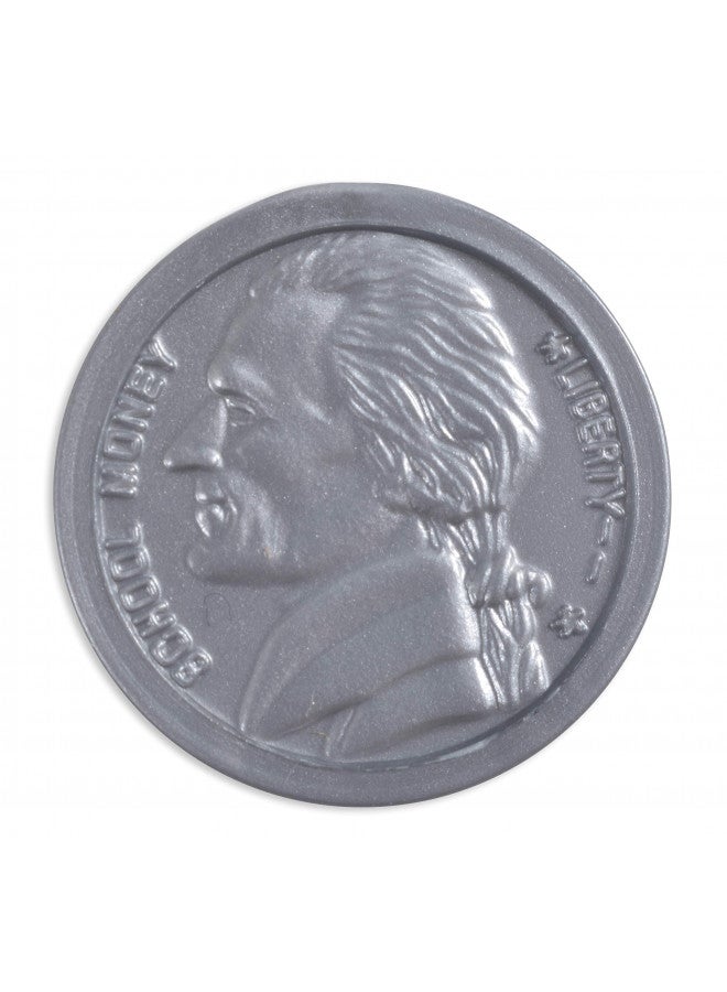 LEARNING ADVANTAGE-7522 Play Nickels - Set of 100 Plastic Coins - Designed and Sized Like Real US Currency - Teach Money Math With This Pretend Play Resource - Image 1