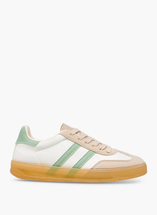 Flora Bella By Shoexpress Panelled Sneakers with Lace-Up Closure