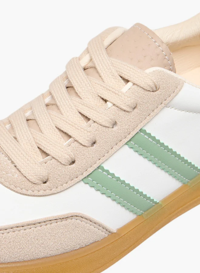 Flora Bella By Shoexpress Panelled Sneakers with Lace-Up Closure