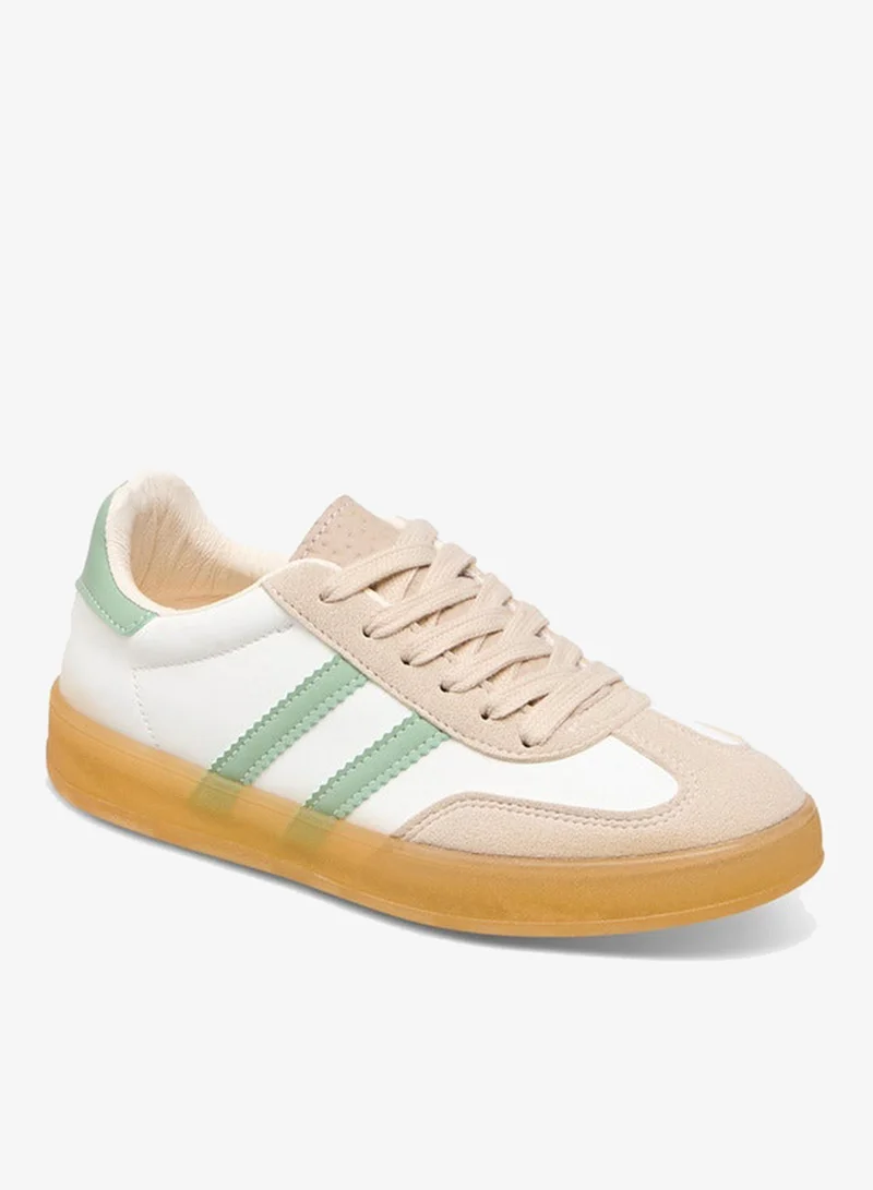 Flora Bella By Shoexpress Panelled Sneakers with Lace-Up Closure