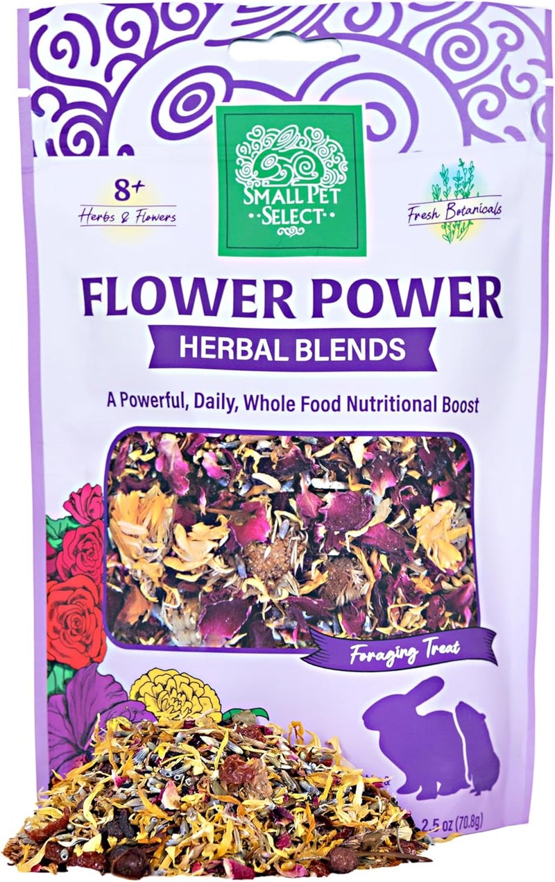 سمول بيت سليكت Small Pet Select - مزيج عشبي Flower Power، وجبة عشبية طبيعية للأرانب والخنازير الغينية، حجم 2.5 أونصة - Image 1