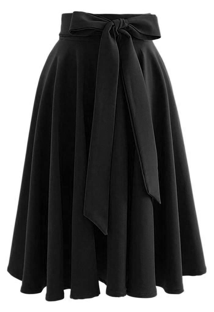 JANAK Creation Women's Knee Length Poly Crepe Skirt (Black) - Image 1