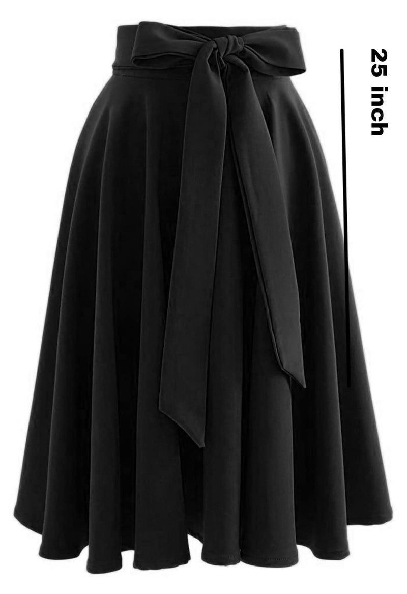 JANAK Creation Women's Knee Length Poly Crepe Skirt (Black) - Image 2