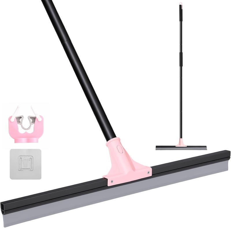 wlich Floor Squeegee Heavy Duty, 60CM Large Floor Squeegee Broom with 150CM Long Handle, Floor Scraper Rubber Broom for Garage, Tile, Deck, Bathroom,Outdoor,Window, Glass - Image 1