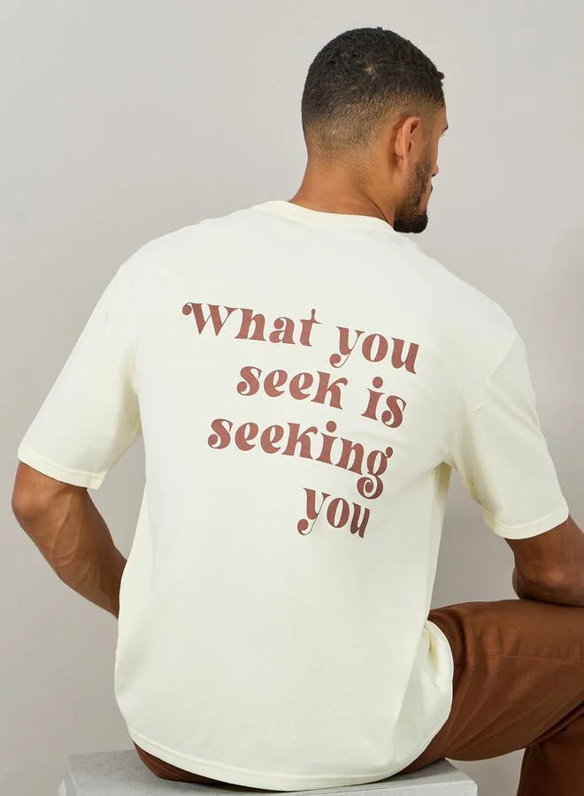 ستايلي Seeking You Slogan Print Oversized T-shirt