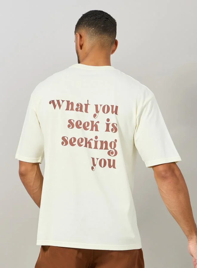 ستايلي Seeking You Slogan Print Oversized T-shirt