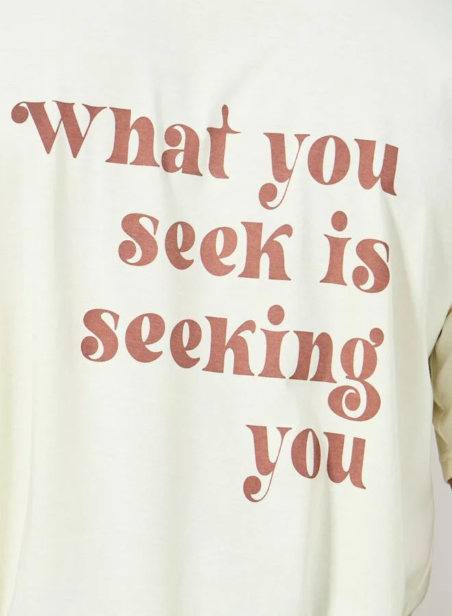 ستايلي Seeking You Slogan Print Oversized T-shirt