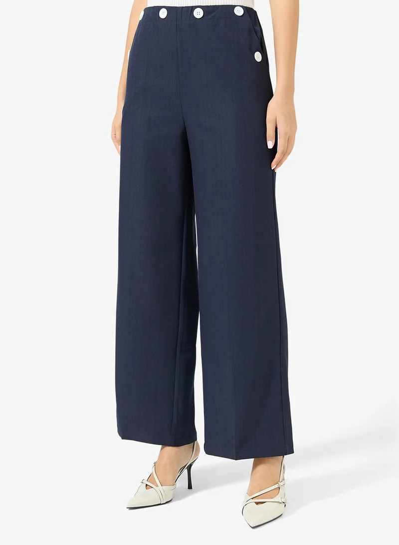 ELLA High waist Trouser With Wait Button Detail
