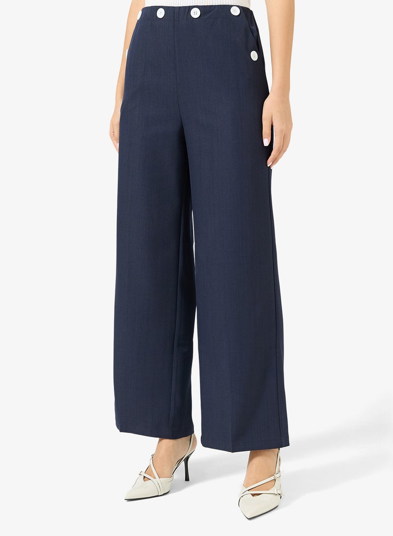 ELLA High waist Trouser With Wait Button Detail - Image 1