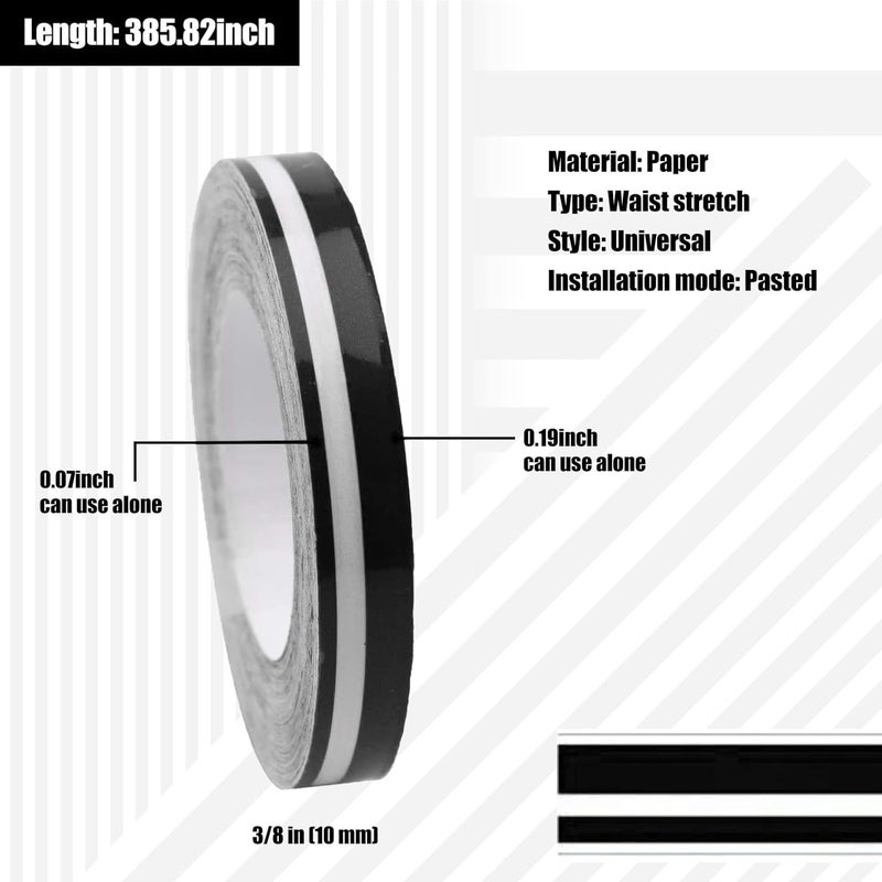 GKmow 2 PCS Car Waistline Body Sticker, 32.1Ft x 0.4In Pinstripe Small Color Strip Decoration, Free Cutting Personalized DIY External Decals, Universal for Most Car Trim Accessories (Black) - Image 2
