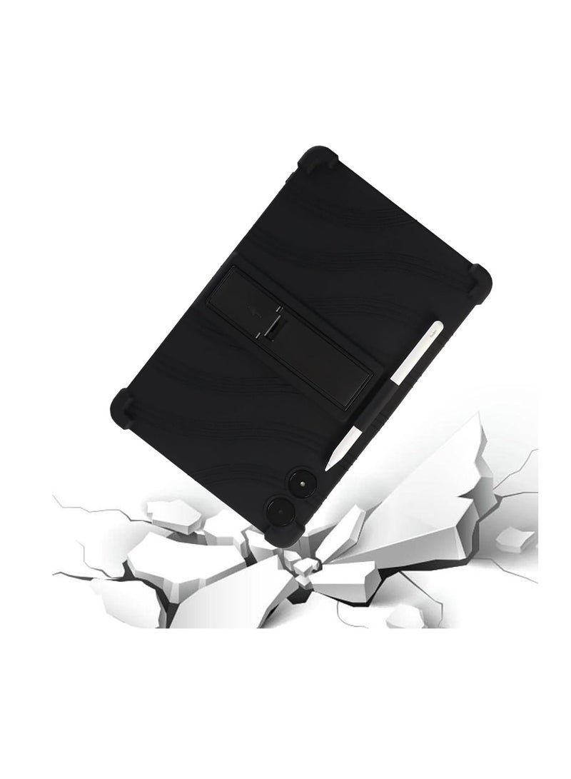 Case for Xiaomi Redmi Pad Pro 12.1 inch 2024 Released, 【Kids Friendly】 4 Corners Thicken Shockproof Soft Silicone Tablet Cover with Multi-angle Kickstand -Black - Image 5