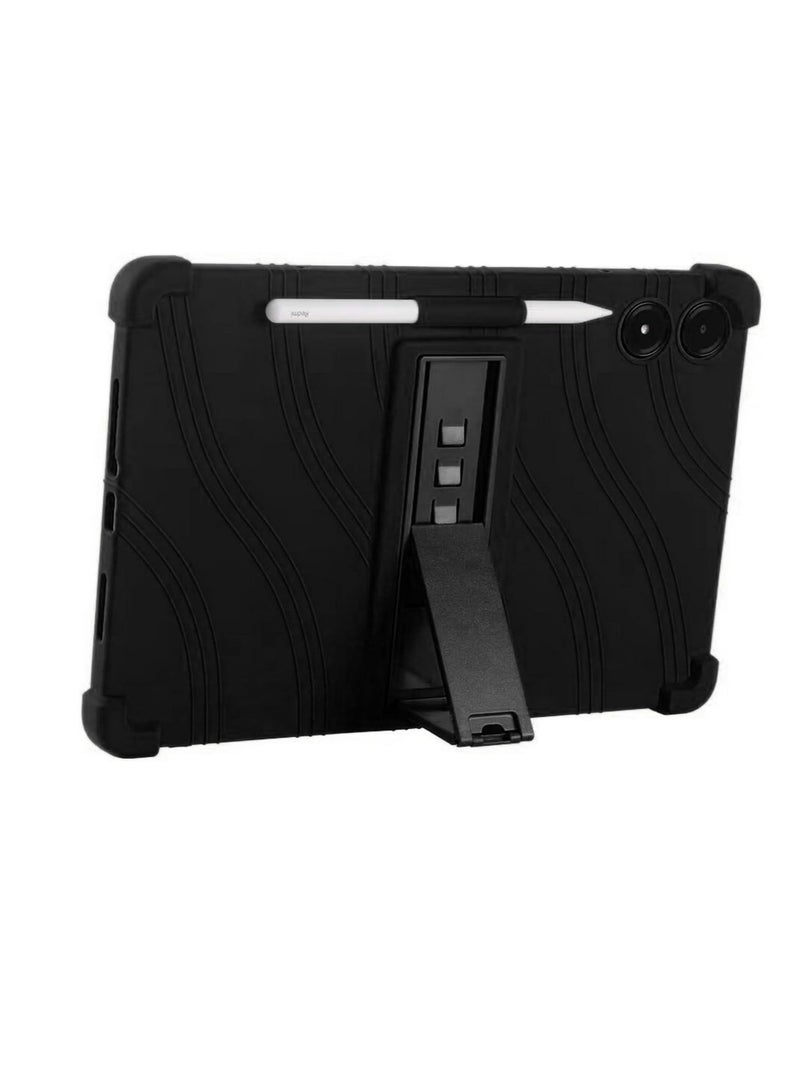 Case for Xiaomi Redmi Pad Pro 12.1 inch 2024 Released, 【Kids Friendly】 4 Corners Thicken Shockproof Soft Silicone Tablet Cover with Multi-angle Kickstand -Black - Image 4