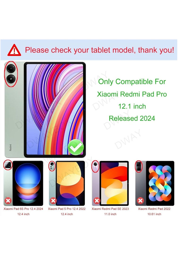 Case for Xiaomi Redmi Pad Pro 12.1 inch 2024 Released, 【Kids Friendly】 4 Corners Thicken Shockproof Soft Silicone Tablet Cover with Multi-angle Kickstand -Black - Image 2