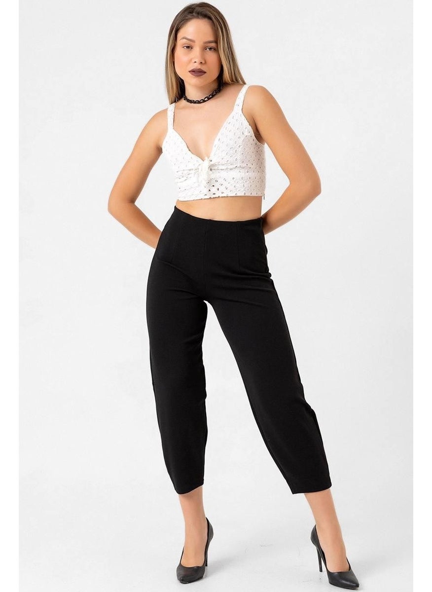 Tena Women's Black High Waist Crepe Balloon Pants  - Image 4