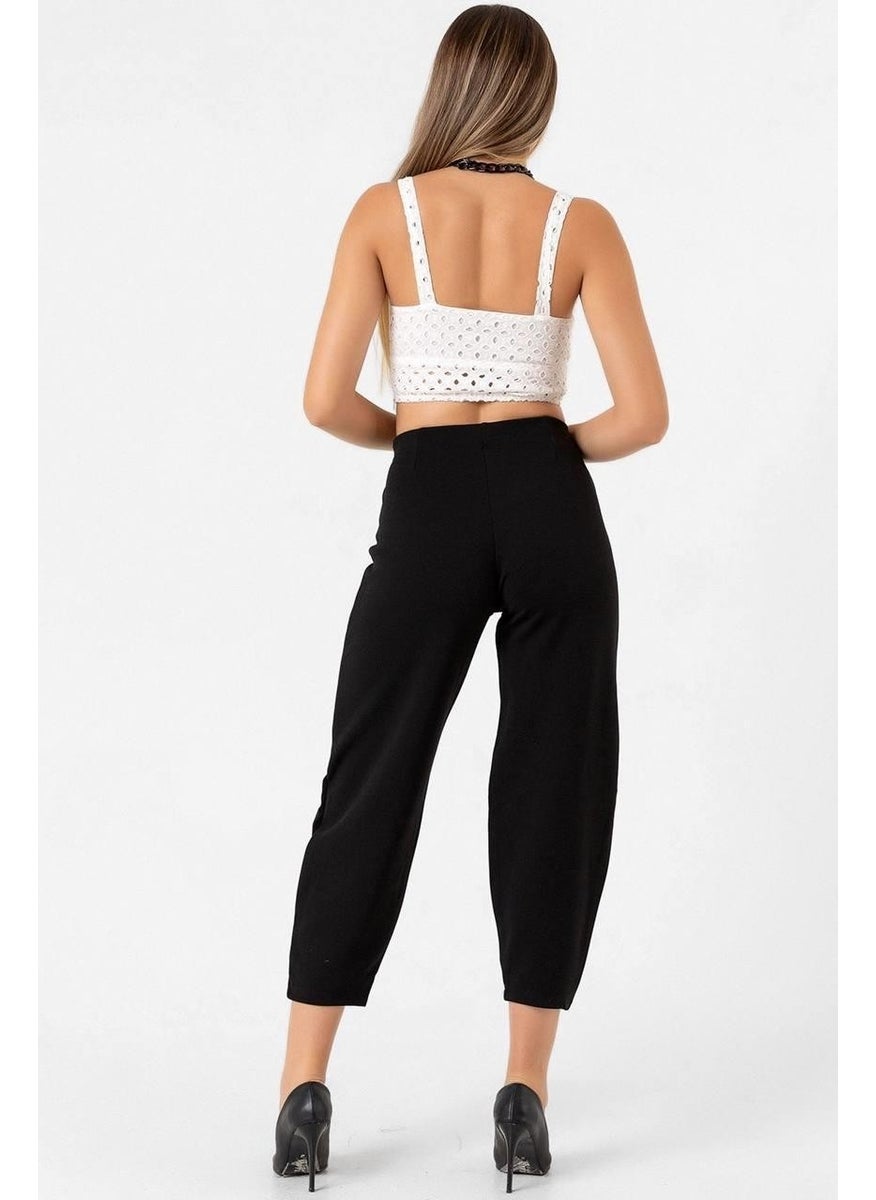 Tena Women's Black High Waist Crepe Balloon Pants  - Image 5