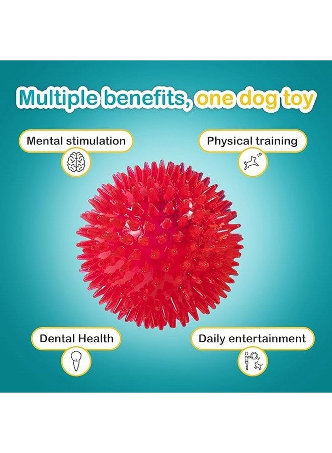 كرات الكلاب المدببة مقاس 3.5 بوصة (عبوة من قطعتين) ألعاب صرير للكلاب | تنظف الأسنان للحصول على لثة أكثر صحة | خالية من مادة البيسفينول أ غير السامة للمضغ العدواني | كرات مدببة - Image 5