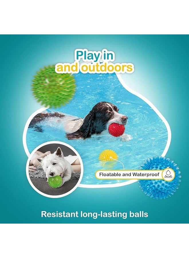 كرات الكلاب المدببة مقاس 3.5 بوصة (عبوة من قطعتين) ألعاب صرير للكلاب | تنظف الأسنان للحصول على لثة أكثر صحة | خالية من مادة البيسفينول أ غير السامة للمضغ العدواني | كرات مدببة - Image 4