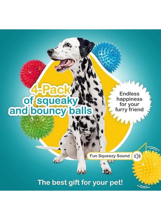 كرات الكلاب المدببة مقاس 3.5 بوصة (عبوة من قطعتين) ألعاب صرير للكلاب | تنظف الأسنان للحصول على لثة أكثر صحة | خالية من مادة البيسفينول أ غير السامة للمضغ العدواني | كرات مدببة - Image 2