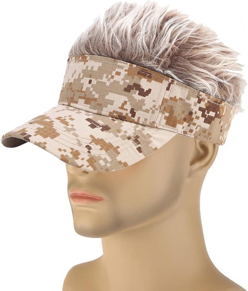 klarako Men's Novelty Visor Sun Golf Cap Wig Peaked Adjustable Baseball Hat - Image 4