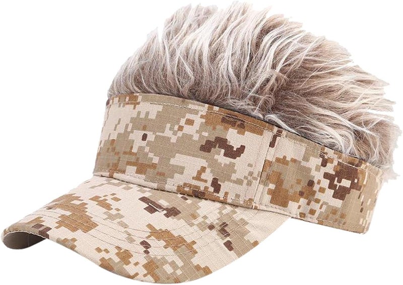 klarako Men's Novelty Visor Sun Golf Cap Wig Peaked Adjustable Baseball Hat - Image 1