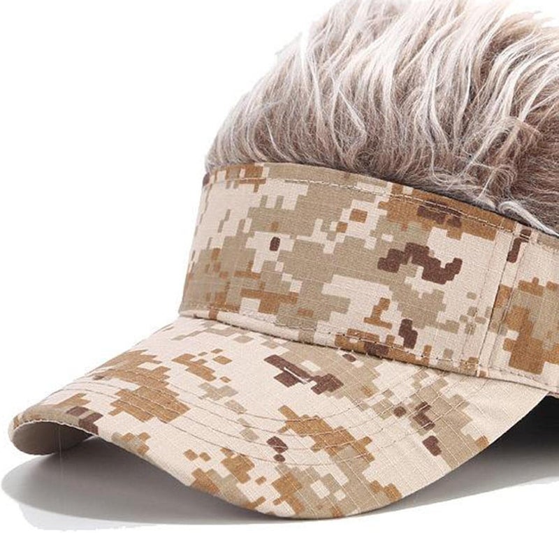 klarako Men's Novelty Visor Sun Golf Cap Wig Peaked Adjustable Baseball Hat - Image 3