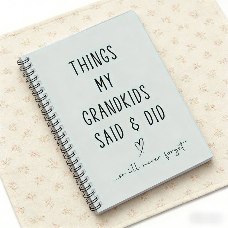 Light Blue Spiral Notebook Grandparent Memory Journal with Cover for Gift - Image 1