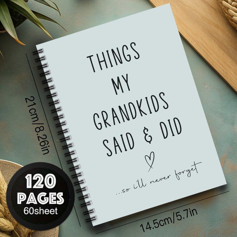 Light Blue Spiral Notebook Grandparent Memory Journal with Cover for Gift - Image 4