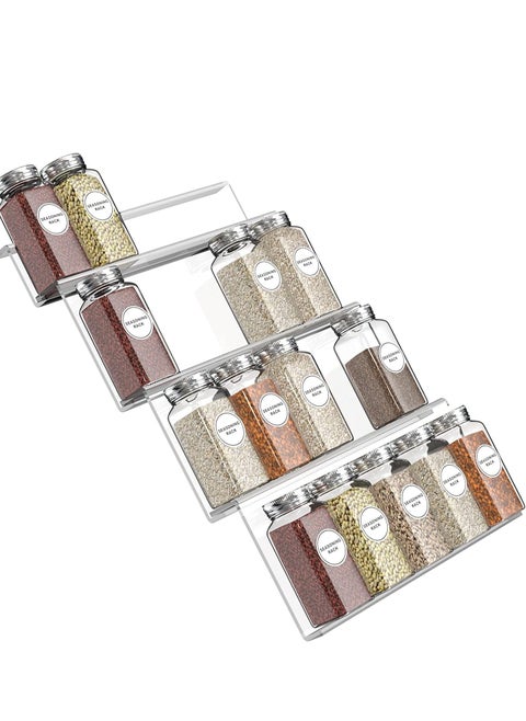 3-Tier Clear Spice Rack Organizer for cabinet- Step Shelf - for Kitchen Pantry Countertop Bathroom Bedroom Office Desk Shelf - Acrylic - BPA Free