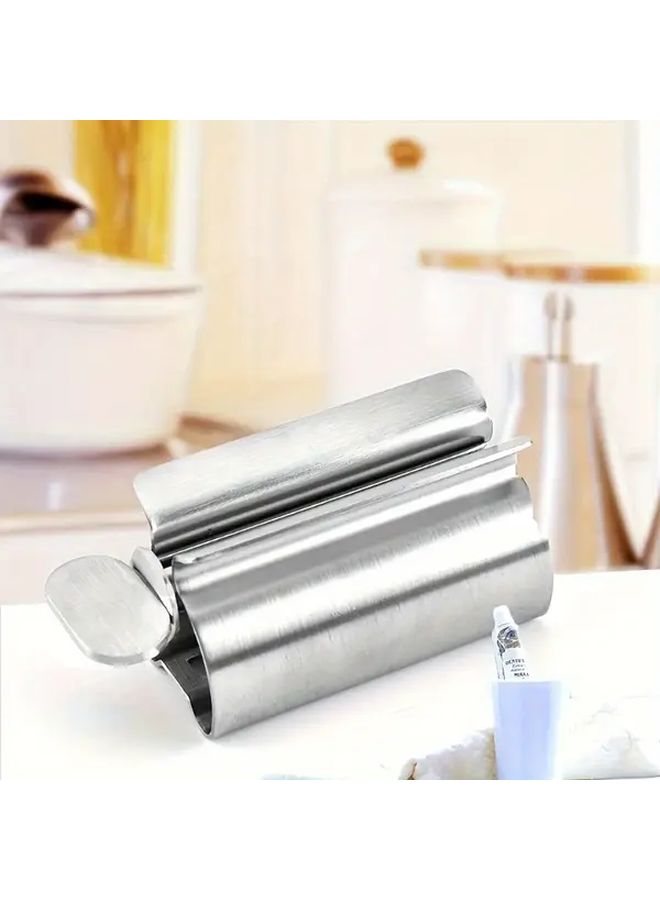 1pc Silvery Toothpaste Squeezer Hygienic And Labor Saving Bathroom Tube Roller Easy To Roll Design Durable Smooth Surface Height 2.68 Inches Width 1.18 Inches Tube Squeezer One Size Fits All - Image 1
