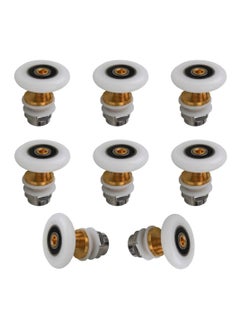 SYOSI 8PCS Bathroom Sliding Door Pulleys, Shower Door Wheels Set Quiet Glass Door Rollers Bathroom Door Glide Wheels Sliding Door Wheel Replacements Sliding Shower Door Components（White） (Large)  - Image 1