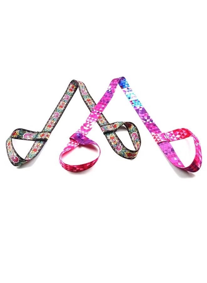 JIMATOR 2 Pcs Vintage Print Yoga Mat Strap Sling, Adjustable Thick Yoga Mat Carrier Stretching Strap, Yoga Mat Sling Holder Women Stretching Band - Image 2