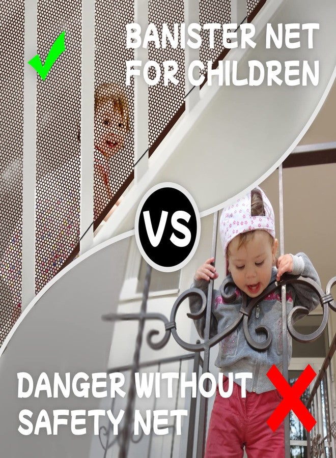 Gulissa Banister Guard for Baby and Pets, 15ft x 3ft Safety Stairs Rail Net, Balcony Netting Provides Safe Environment for Child, Small Pet, Toy - Brown - Image 4