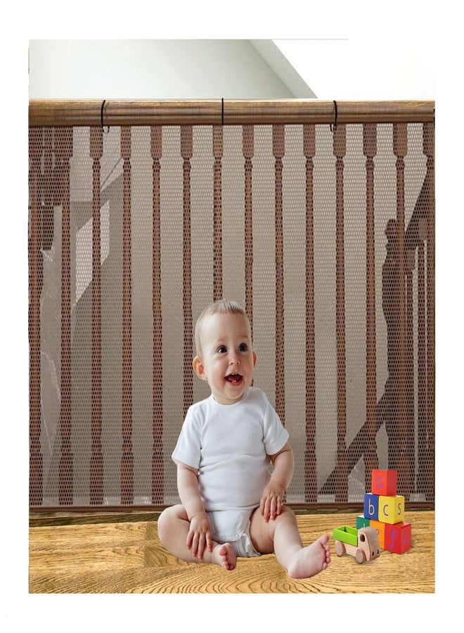 Gulissa Banister Guard for Baby and Pets, 15ft x 3ft Safety Stairs Rail Net, Balcony Netting Provides Safe Environment for Child, Small Pet, Toy - Brown - Image 1