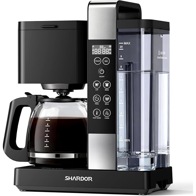 SHARDOR 10-Cup Coffee Maker, Programmable Drip Coffee Machine with 210 Cup Setting, Adjustable Keep-Warm Control, Removable 50oz Water Tank, Brew Strength Control & Brew Pause, Black - Image 1
