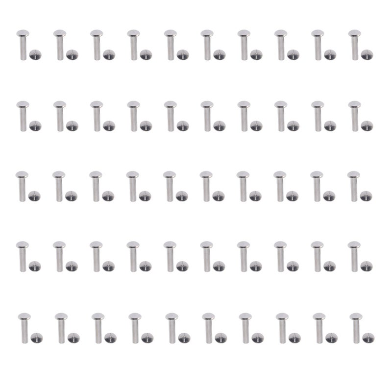 Double Cap Tubular Rivets M5 6x25x11mm 50 Pairs Fast Installation - Stainless Steel Design Enhanced Structural Stability for PU Leather Crafting Photo Albums Scrapbooking - Image 1